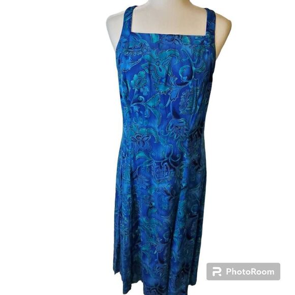 Dawn Joy Vintage Blue Bohemian Rayon Dress - Picture 2 of 11